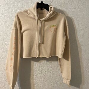 BELLA+CANVAS Light Beige Soft Fleece Cropped Long Sleeve Hoodie Size S